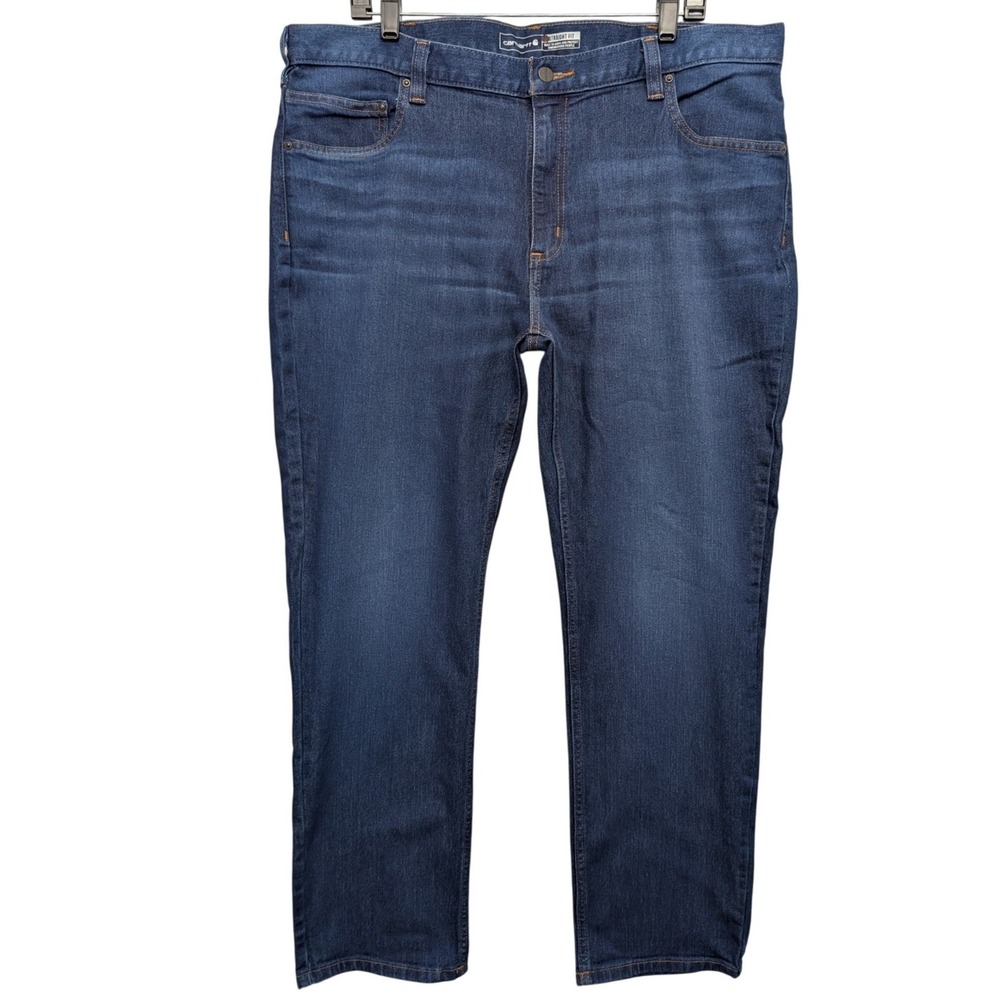 Carhartt Straight Fit Jeans Men 40x30 Blue Everest Wash 104945-H43 Stretch Denim